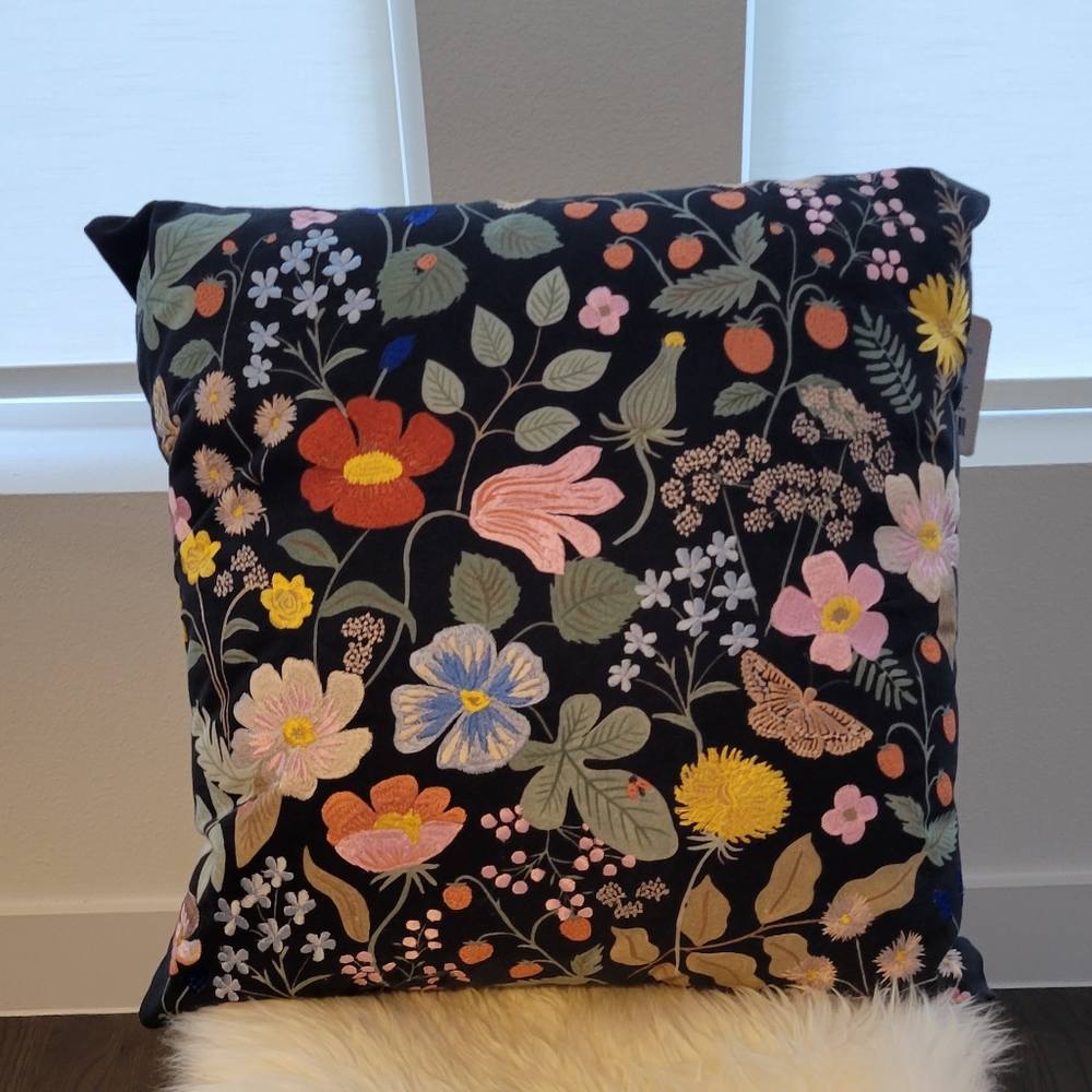 Rifle paper Co embroidered pillow